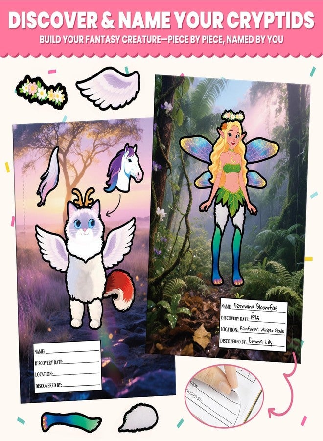 PARTYWIND Cryptid Construction Kit Sticker Book for Kids, Build Your Own Cryptid Animals Sticker Book with 16 Scenes, Airplane Car Travel Essentials Activities Toys for Toddlers Ages 3-5 - Image 4